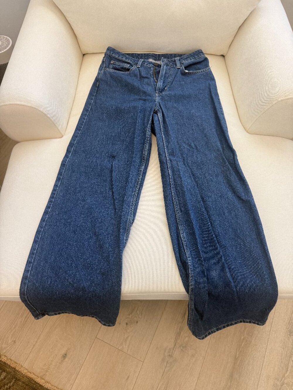 H&M High Waist Wide Leg Full Length Jeans Dark Wash Size 6